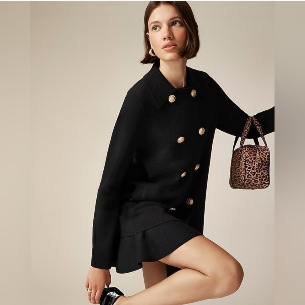 J. Crew | Warwick Sweater Blazer With Gold Crest Buttons In Black Style CB927